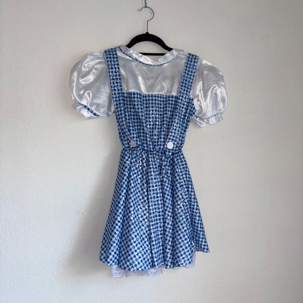 Rubies Wizard of Oz Dorothy Costume Dress Medium Blue Gingham Sequin Excellent